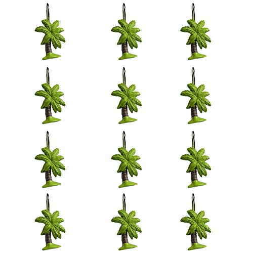 Twofishes Decorative Coconut Tree Shower Curtain Hooks - Pack of 12