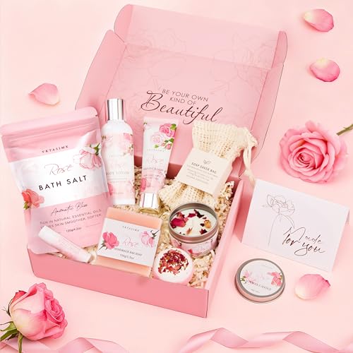 Luxury Rose Spa Gift Set for Women - Relaxing Bath and Body Care Package