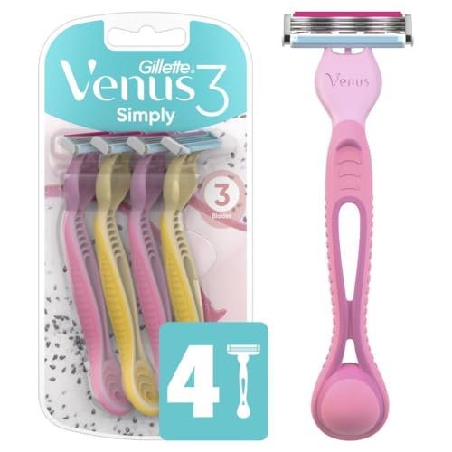 Gillette Venus Simply 3 Women's Disposable Razors - Dragonfruit, 4 Count