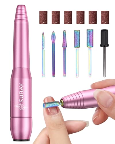 SUBAY Light Pink Electric Nail Drill 20000RPM Portable Nail File for Acrylic & Gel Nails
