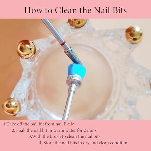 BitnBith 10pcs Nail Drill Bit Set Silver & Blue for Manicure Pedicure & Nail Art