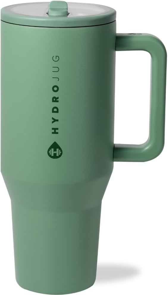 HydroJug 32 oz Insulated Water Bottle - Leak Resistant with Handle & Flip Straw | Pink Sand