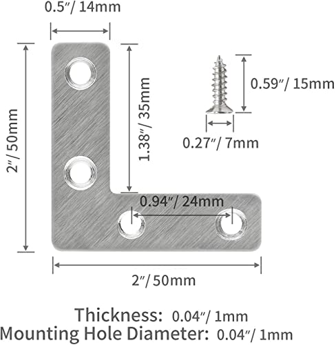 Jiozermi Heavy Duty Stainless Steel Corner Brackets - 30 Pcs