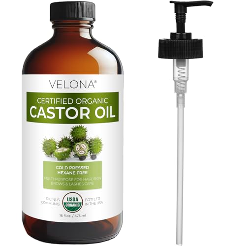 Velona USDA Organic Cold Pressed Castor Oil - 16 fl oz Pump