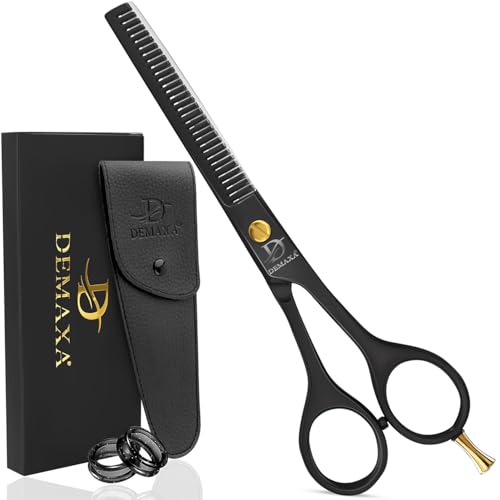 DEMAXA 6.5-inch Black Thinning Shears - Professional Hair Cutting Scissors