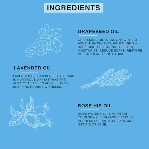 Beaute de Provence Soothing Facial Oil - Hydrating Face Oil with Grapeseed & Lavender, All Skin Types, 2 fl oz