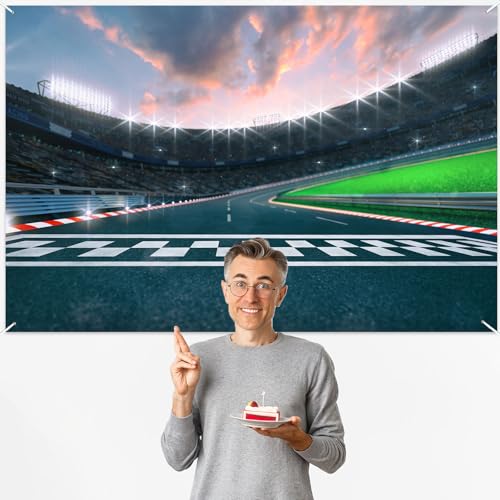 Racing Car F1 Banner Backdrop - Sports Theme Party Decor 71x47"