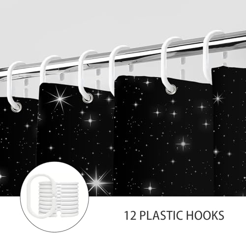 Celestial Black and White Galaxy Shower Curtain Set - 72x72in