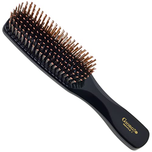 Giorgio Gentle Black Hair Brush - 7.75 Inch, Soft Bristles, Detangler & Scalp Massager for All Hair Types