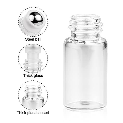 Wresty 3ml Refillable Glass Roll-On Bottles with Gold Cap - 20 Pcs Essential Oil & Perfume Container