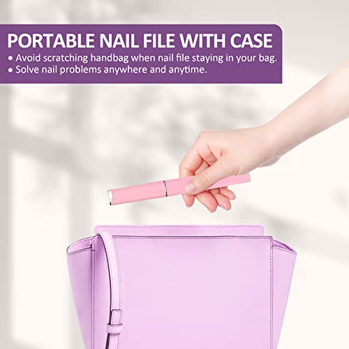 EAONE Crystal Glass Nail Files 3-Pack with Case - Pink, Blue, Green | Double-Sided Manicure Tools for Natural Nails & Pedicure