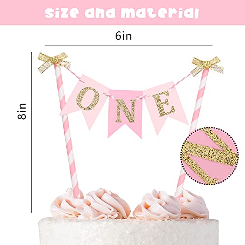 Pink and Gold Cake Topper for Baby Girl's 1st Birthday