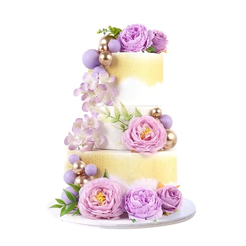 Ercadio 30-Pack Purple Artificial Flower Balls Cake Toppers