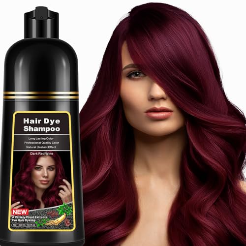 Instant Dark Wine Red Hair Dye Shampoo for Gray Hair - 16.9 FL OZ