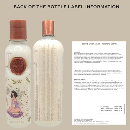 Ritual Bot?nico Keratina Org?nica | Treatment to Straighten, Repair and Relax Hair | All Natural, Organic & Vegan Ingredients | Product of Colombia| Keratin Medium, 250ml/8.45 Fl Oz)