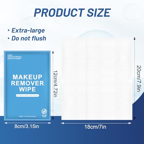 Cydioa Individually Wrapped Makeup Remover Wipes, 100 Pack Travel Wipes