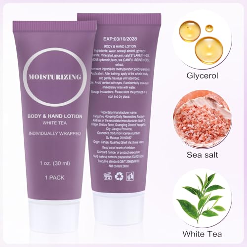 Travel Size Body Lotion & Hand Cream - 1 Fl Oz Tubes, Pack of 30
