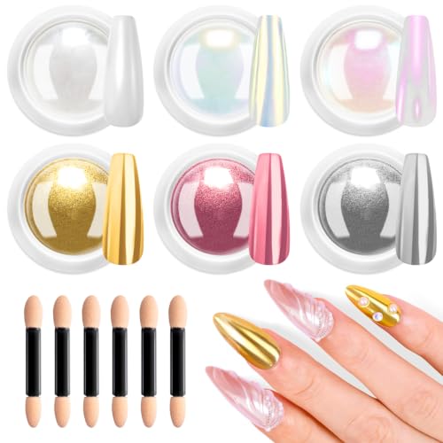 Gold Chrome Nail Powder - Mirror Finish & Iridescent Effect for Nails Salon & DIY