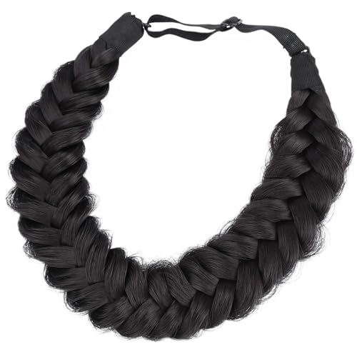 BOBIYA Messy Wide 2 Strands Synthetic Hair Braided Headband Deep Brown