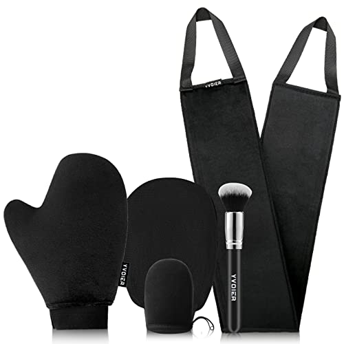 YVOIER 5 Pack Self Tanning Mitt Kit - Streak-Free Tanning Applicator Set with Gloves & Exfoliating Mitt