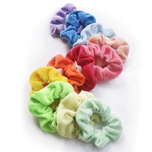 Mcupper 60pcs Velvet Hair Scrunchies - ColorA Elastic Hair Ties & Bands
