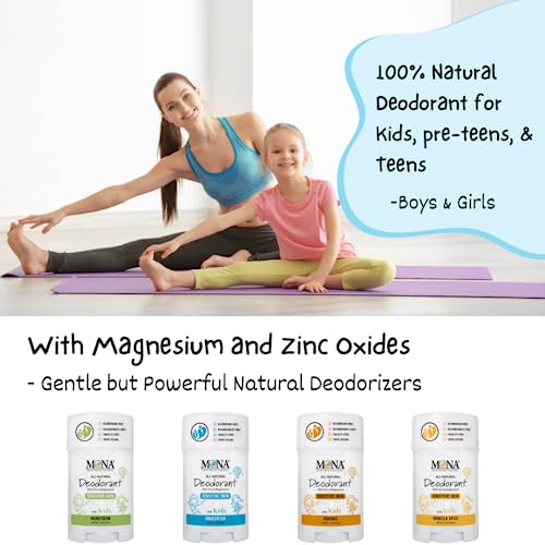 Mona Unscented Natural Kids Deodorant - Aluminum-Free & Hypoallergenic, 1.76 oz