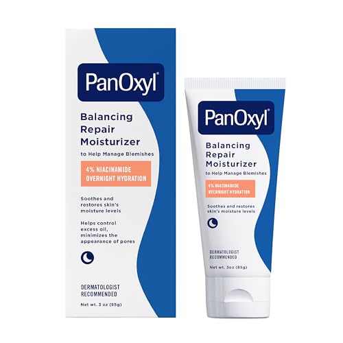 PanOxyl PM Balancing Repair Moisturizer with Niacinamide & Ceramides - 3 oz Night Face Hydrator for Acne & Dry Skin - Pack of 1