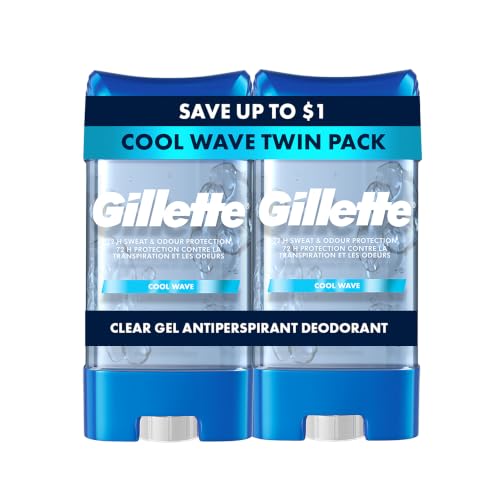 Gillette Cool Wave Clear Gel Antiperspirant for Men, 72hr Odor Protection, 3.8oz (Pack of 2)