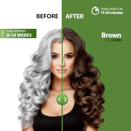 Lunory Brown Hair Dye Shampoo for 100% Gray Coverage - Ammonia-Free