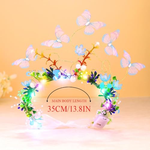 Blue Light Up Butterfly Headband for Girls - Fairy Flower Hair Accessory Pack of 1