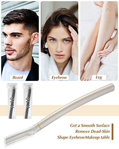 MoHern Dermaplane Razor for Face with 20 Blade Refills - Silver, Professional Facial & Eyebrow Shaver for Women & Men