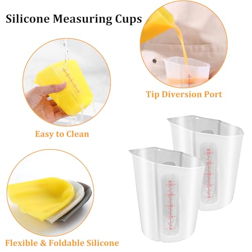 Silicone Measuring Cups Set - 4 Flexible 250ml Cups & Spatulas