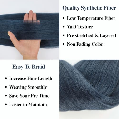 Leticia Navy Blue Pre-Stretched Braiding Hair - 26 Inch, Pack of 3