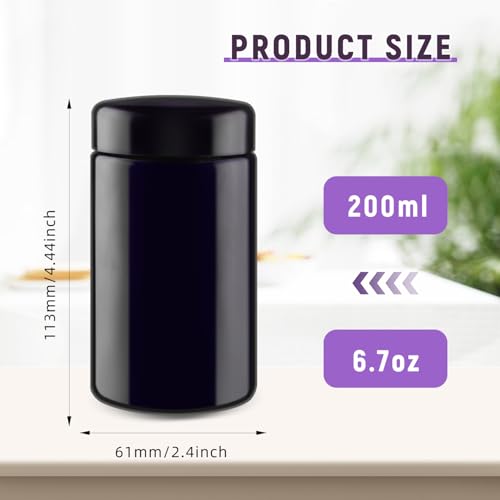 200ml Black Glass Jars Set of 3 - Cosmetic, Candle, Lotion Containers