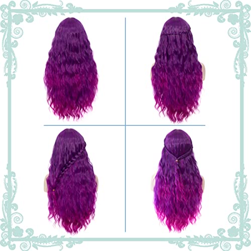 WGPFWIG Bright Purple Ombre Wig 27'' Curly Heat-Resistant Synthetic, Cap Included