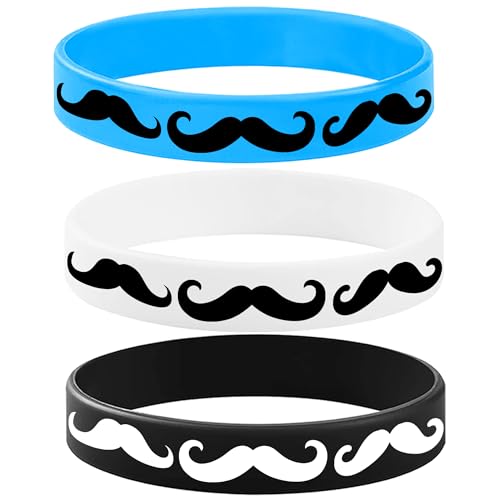 CupaPlay 24PCS Moustache Silicone Bracelets - Party Favors