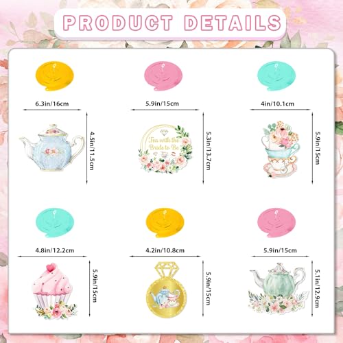 Gold Glitter Tea with the Bride to Be Banner & Swirls Set