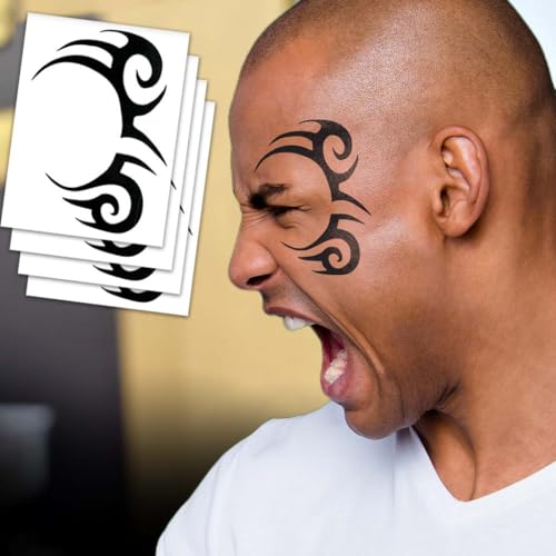 Temporary Tribal Face Tattoos Pack of 4 for Parties & Halloween
