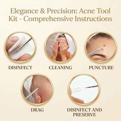 DERMATED Blackhead Remover Tool Set - 2 Pcs Dual-Ended Extractors