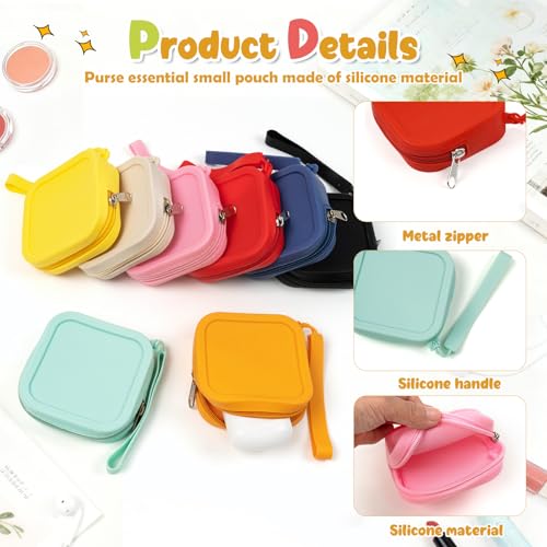 8PCS Silicone Coin Purse Set - Waterproof Travel Zipper Pouches for Jewelry, Accessories & Mini Toiletries