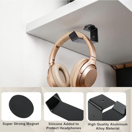 Magnetic Headphone Holder - 2 Pack Acrylic Desk Mount for Gaming Headsets