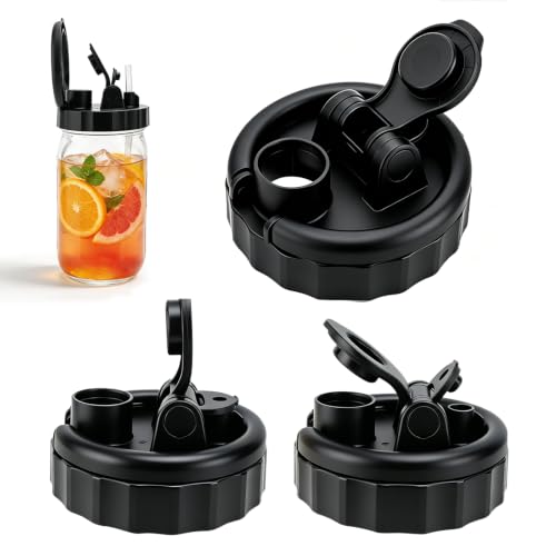 Leakproof Flip Spout Mason Jar Lids - 3-Pack for Regular & Wide Mouth Jars