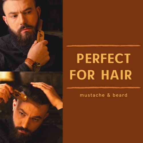 Skull Design Beard Comb for Men - Premium Walnut Pocket Grooming