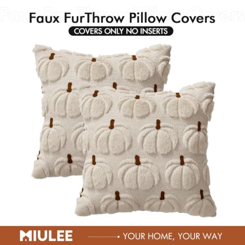 MIULEE Fall Pumpkin Pillow Covers Set of 2 - Cozy Autumn Decor 18x18