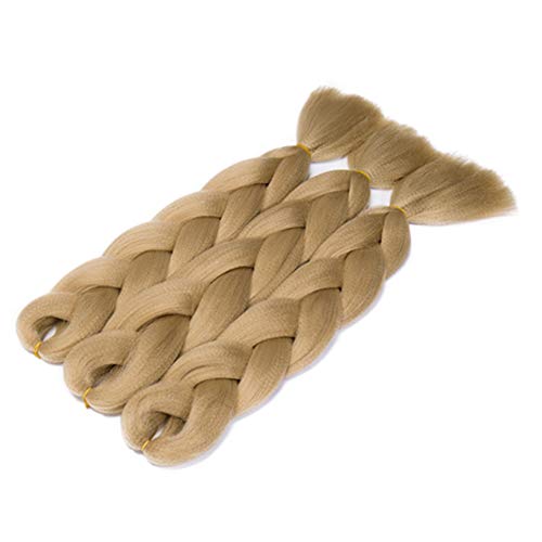 Ash Blonde 24in Jumbo Braiding Hair Extensions – 3 Bundles, Pre-Stretched High Temp Synthetic