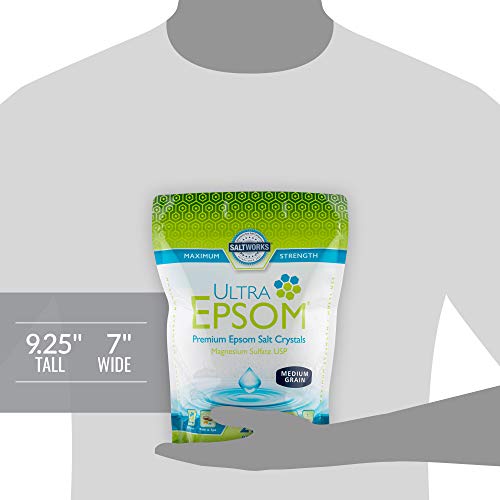 SaltWorks Ultra Epsom Salt, Premium USP Grade Magnesium Sulfate, 32 oz