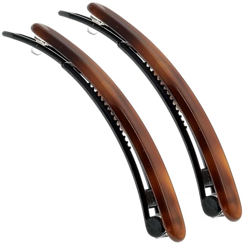Camila Paris CP2250/2 French Tortoise Shell Hair Barrettes 2.5" for Women & Girls