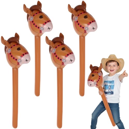 4 Pack Inflatable Horse Head Balloons - 37 Inch Pony Decorations