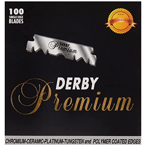 Derby Premium Single Edge Razor Blades - Sharp, Coated Safety Blades (3 Pack)