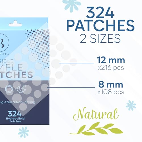 BLOOMORA Hydrocolloid Pimple Patches - 324 Count, 8mm & 12mm